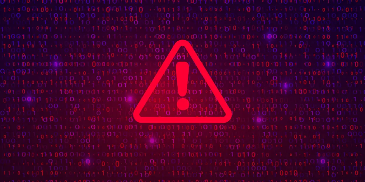 Abstract Technology Binary Code Dark Red Background. Cyber Attack, Ransomware, Malware, Scareware Concept