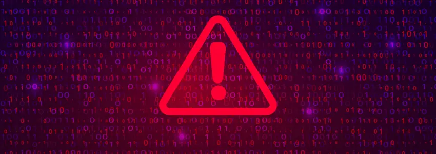 Abstract Technology Binary Code Dark Red Background. Cyber Attack, Ransomware, Malware, Scareware Concept